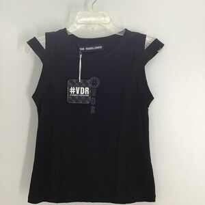 VDR Viadellerose T-Shirt Tank Top Black Basic Logo VDR Streetwear NWT Size Small